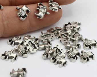 10x11mm Antique Silver Plated Elephant Charms , Elephant Pendant - TS294