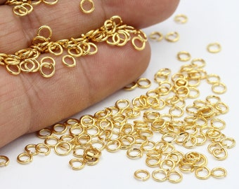 0,7x4mm 24 k Shiny Gold Plated Jump Rings - GLD10