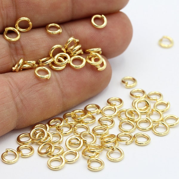 18 Ga 5mm 24 k Shiny Gold Plated Jump Rings - GLD16