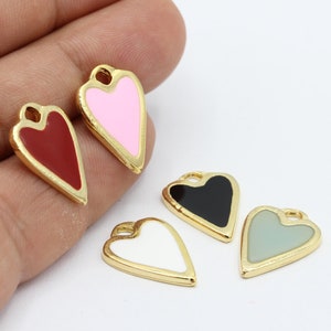 14x20mm 24 k Shiny Gold Plated Heart Pendants , Enamel Heart Pendants , Heart Necklace, Necklace Findings  - GLD739