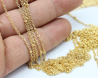 1,5x2mm 24 k Shiny Gold Plated Soldered Chains , Satellite Chains , Ball Chains - CHN292