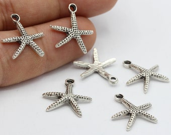 17x20mm Antique Silver Plated Starfish Charms - TS295