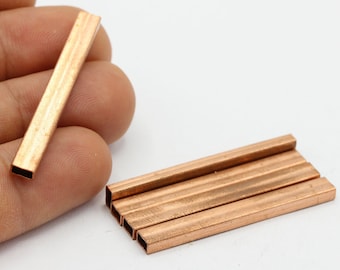 3x5x44mm Raw Copper Rectangle Tubes , Long Rectangle Tube Beads , Tubes  - RAW230