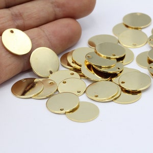 Disco rotondo placcato oro lucido 24 k da 16 mm, timbratura, monete - GLD308
