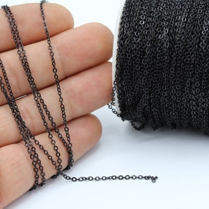 1,5 x 2 mm Matt Schwarz überzogene Ketten, gelötete Ketten - CHN118