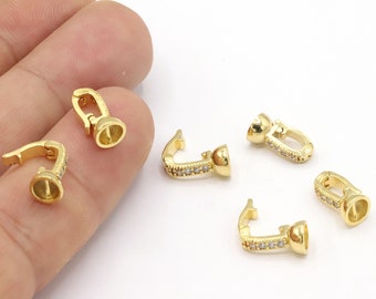 6x12mm 24 K Shiny Gold Plated Zirconia Pendant Bail, Gold Plated Bail, Pendant Charms, Charm Findings, Necklace Findings, Bail - GLD2393