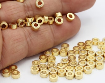 5mm 24 k Shiny Gold Plated Round Beads , Industrial Spacer Beads ,  Round Beads , Rondelle Beads , Gold Plated Findings - GLD659