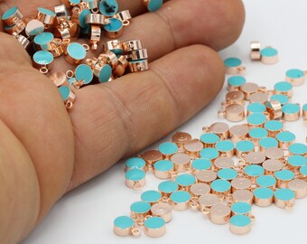 5x7mm Rose Gold Plated Charms Connector , Turquoise Pendant - RSG273