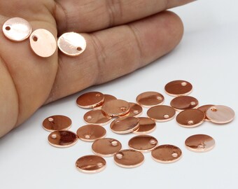 10mm Rose Gold Plated Round Disc , Stamping Blank , Coins - RSG9