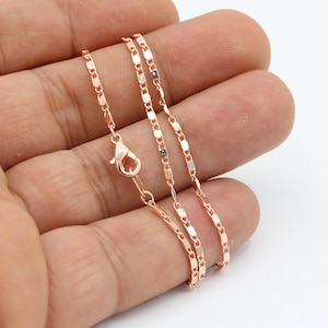 1,5mm Rose Gold Plated Finished Chain, Finished Necklace, Rose Gold Plated Ready-Made Necklace,Rose Gold Plated Curb Chain - RSG756