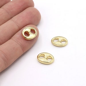 11x14mm 24 k Shiny Gold Plated Button Charms , Button Connectors, Gold Plated Chains Spacer, Ball Spacer- GLD345