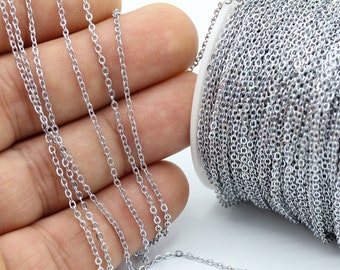 Cadenas chapadas en rodio de 1,5 x 2 mm, cadenas soldadas - CHN27