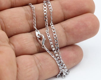 2,3mm Rhodium Plated Finished Chain, Finished Necklace, Rhodium Plated Ready-Made Necklace , Rhodium Plated Curb Chain - RDM433