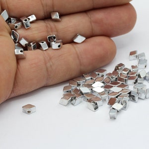 4x6mm Rhodium Plated Triangle Beads , Spacer Beads, Rhodium Plated Triangle Ball  - RDM6