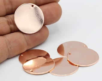 25mm Rose Gold Plated Round Disc , Stamping Blank , Coins - RSG14