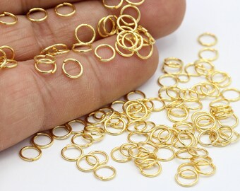 0,8x6mm 24 k Shiny Gold Plated Jump Rings - GLD12