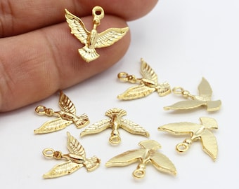 16x19mm 24 k Shiny Gold Plated Bird Charms , Bird Pendants , Necklace Findings  - GLD610
