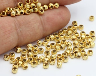 3,5mm 24 k Shiny Gold Plated Round Beads , Spacer Beads , Necklace And Bracelet Findings - GLD824