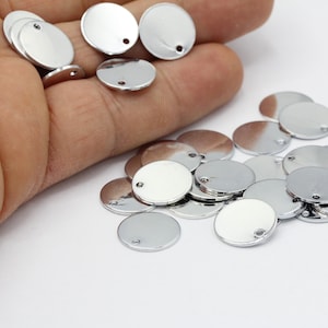 14mm Rhodium Plated Round Disc , Stamping Blank , Coins - RDM46