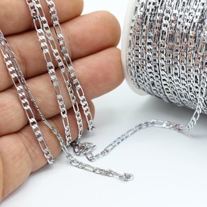 3mm Rhodium Plated Curb Chains , Flat Soldered Chains  - CHN34