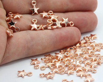 7x10mm Rose Gold Plated Star Charms - RSG445