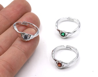 Rodiumpläterade justerbara ringinfattningar, handring, Bazelringar, Ringämnesbas med, Innermått 17 mm - RDM701