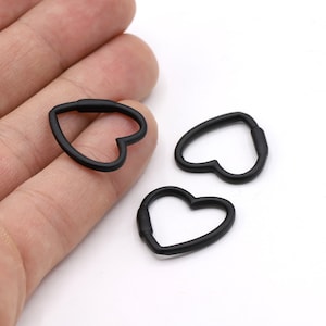 22mm Black Plated Heart Charms , Heart Pendants , Necklace Findings, Black Heart Necklace,  - TS169