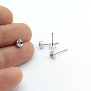 5x14mm Rhodium Plated Round Ear Post , Earring Findings - RDM400
