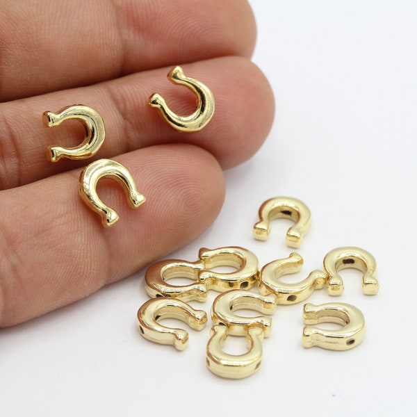 8,5x9,5mm 24 k Shiny Gold Plated Horseshoe Charms , Horseshoe Pendants , Necklace Findings - GLD831