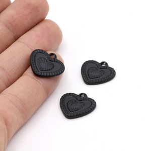 18x19mm Black Plated Heart Charms , Heart Pendants , Necklace Findings, Black Heart Necklace,  - TS154