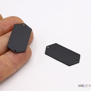 Black Plated Two Holes Hexagon Bar Charms, Black Plated Square 16x35mm-TS524