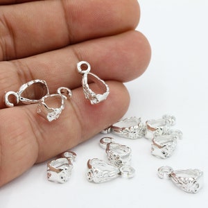 8x16mm Rhodium Plated  Pendant Bail , Necklace Findings- RDM441