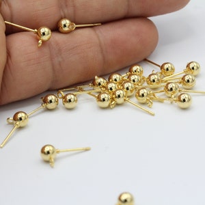 5x16mm 24 k Shiny Gold Plated Ball Ear Post - GLD188