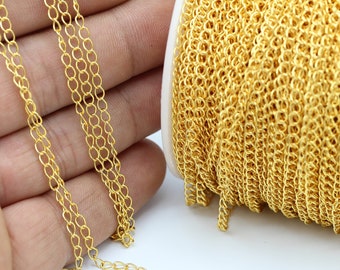 2,8x4mm 24 k Shiny Gold Plated Curb Chains , Soldered Chains , Extender Chains - CHN23