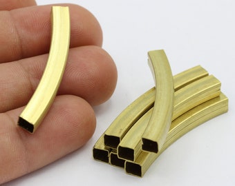 Tubos cuadrados de latón crudo de 5 x 5 x 42 mm, cuentas de latón, tubos - RAW235