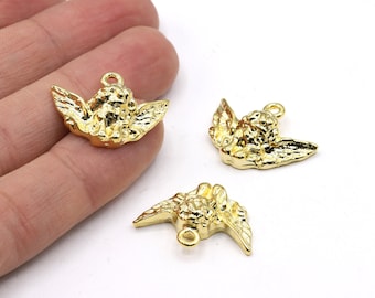 24 k Shiny Gold Plated Angel Pendant, Angel Necklace, Gold Plated Angel Chrams , 18x25mm  - GLD700