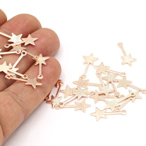 6 pcs 9x20mm Rose Gold Plated Brushed Star Charms, Star Pendants, Rose Gold Star, Jewelry Making, Necklace Findings, Star - RSG291