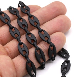 9x16mm Black Plated Chain , Black handmade chain, Black Plated Bulk Chains - CHN361