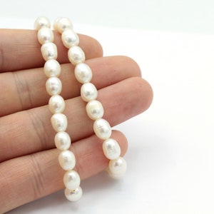 AAA 6,5mm White pearl , irregular nugget freshwater pearl strand , true pearl , BK273