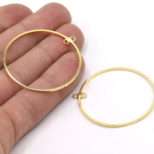40mm 24 k Shiny Gold Plated Earring Hoop , Earring Findings, Hoop Earrings , Necklace Findings - GLD1524