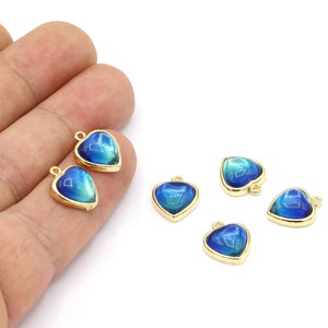 Heart Necklace ,Heart, Winged Heart, Shiny Gold Plated Heart Pendant, 24 K Shiny Gold Plated Heart Charms, Heart Charms, 12x14mm GLD1982
