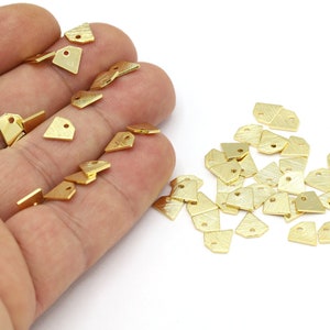 25 pcs 8mm 24 K Shiny Gold Plated Textured Drop Charms, Drop Pendants, Textured Diamond Charms, Diamond Pendants, Diamond Shape - GLD2036
