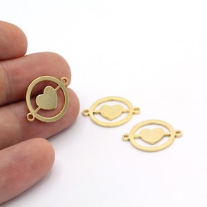 16x21mm 24 k Shiny Gold Plated framed heart Charms , Heart Pendants , Bracelet Findings - GLD1190