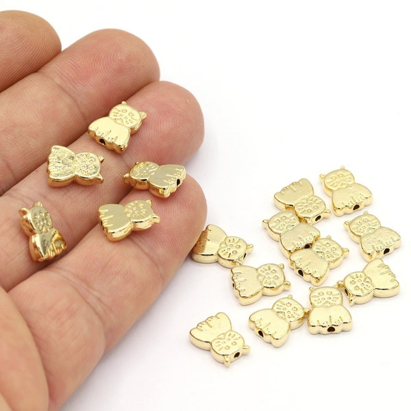 9x11mm 24 k Shiny Gold Plated Cat Charm, Gold Plated Bracelet Cat, Cat, Gold Plated Cat Necklace, Spacer Cat, Cat Beads - GLD1446