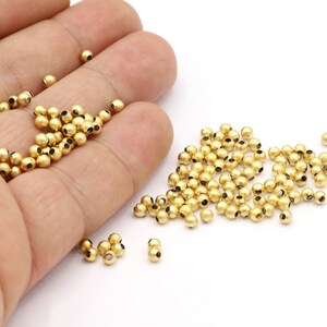 3mm 24 K Mat Gold Plated Spacer Beads , Mat Gold Ball Beads, Mat Gold Color Ball Beads, Intermediate Beads -GLD1819