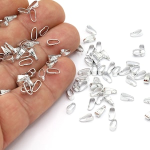 Rhodium Plated  Pendant Bail, Silver Color Chain Bail, Necklace Bail, Pendant Hanger, 7mm - RDM307