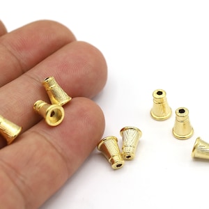 6x9mm 24 K Shiny Gold Plated Bead Caps, Cord End, Cord Tip, Solid End Cap, Tassel Cap,Gold Plated Findings, Bead Cap, Gold Plated - GLD2139