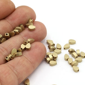 6mm Raw Brass Drop Beads, Spacer Beads, Drop Spacer Beads, Raw Brass Drop Charms, Raw Brass Findings, Drop Findings - RAW635
