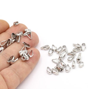 Rhodium Plated  Pendant Bail, Silver Color Chain Bail, Necklace Bail, Pendant Hanger, 9.5mm - RDM90