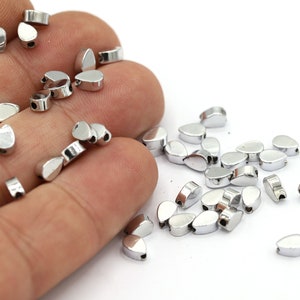 6mm Rhodium Plated Drop Beads, Spacer Beads, Drop Spacer Beads, Rhodium Plated Drop Charms, RhodiumFindings, Drop Findings - RDM852